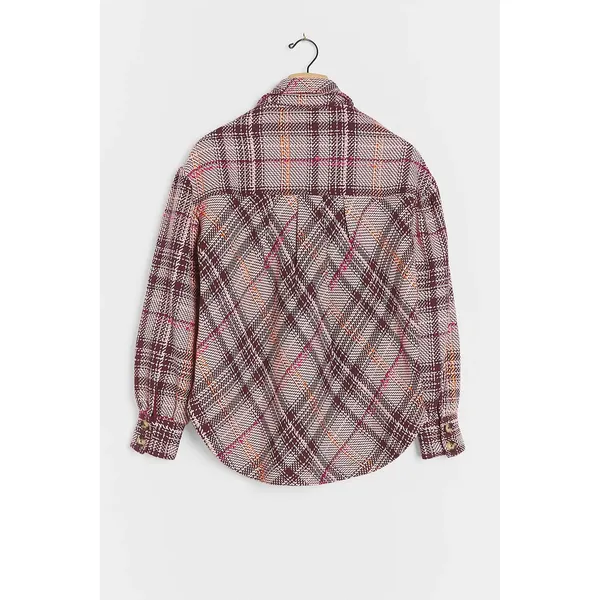 Anthropologie Hudson Plaid Shirt Jacket Pink Plaid Button Down Shacket Size M - Image 6
