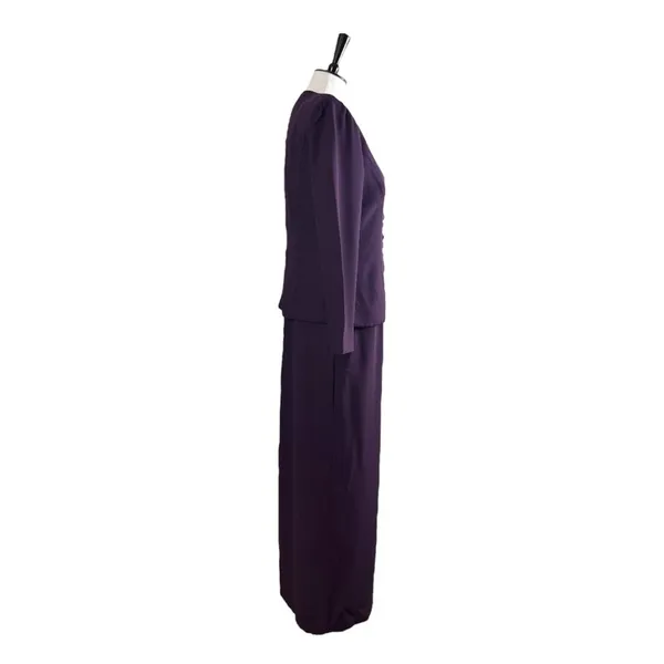 Karen Miller Vintage Jacket Long Dress Beaded Sequins Plum Purple Women’s Size 8 - Image 4