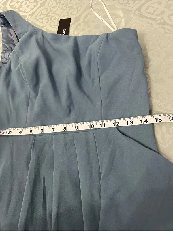 Lulu's Dusty Blue One-Shoulder Ruffle Evening Gown - Image 8
