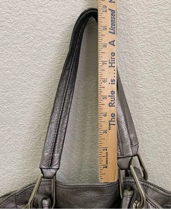 B. MAKOWSKY Metallic Silver Double Handle Shoulder Bag - Image 6