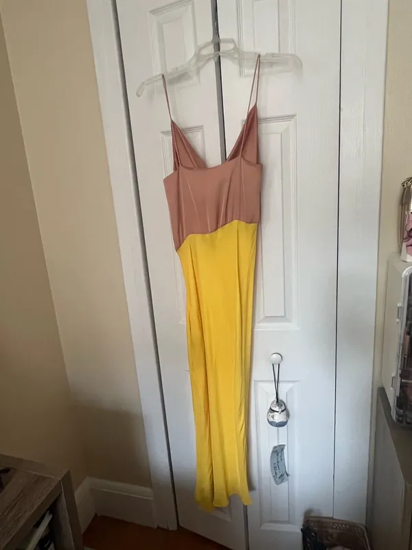 Zara color block satin side slit dress size S - Image 6