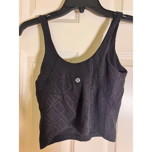 Lululemon Align Tank Top Black Tonal Logo Script Print Size 6‎ - Image 4