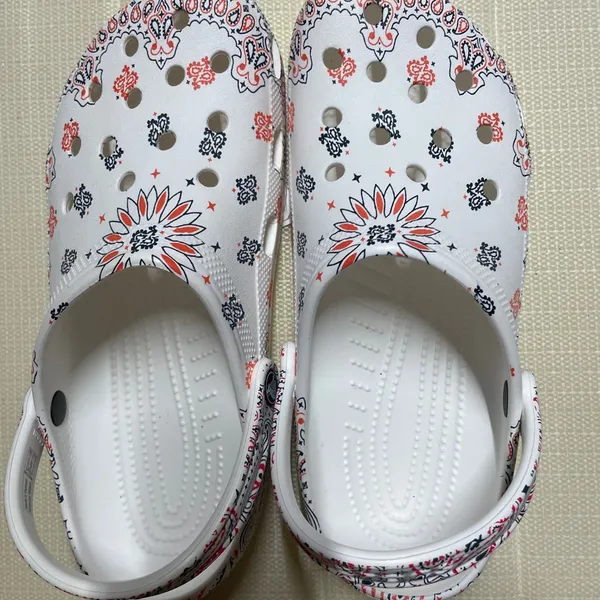 CROCS White and Orange Patterned‎ Clogs - Image 2