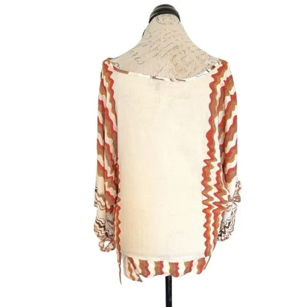 Unique spectrum Blouse Kimono Sleeve Side Tie Boho Southwestern Tribal Sz Large - Image 2