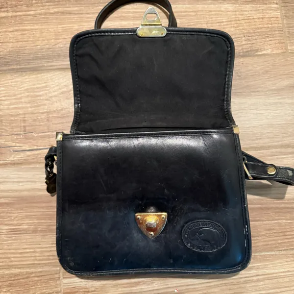 Vintage Genuine Leather Red Goose Crossbody Black Leather Bag - Image 4