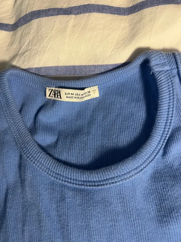 Zara blue ribbed tank top Size M - Image 3