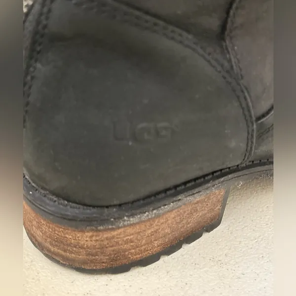 UGG Seldon Tall Black Leather Riding Boots Rear Zipper1009201 Womens Size 7 - Image 5