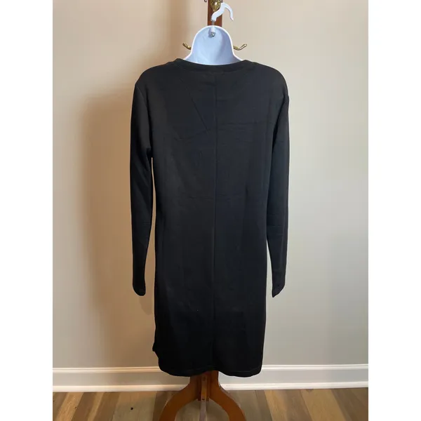 Sampeel Dress Size S Black Matte Jersey Shift Long Sleeve Wrinkle Free NWT - Image 3