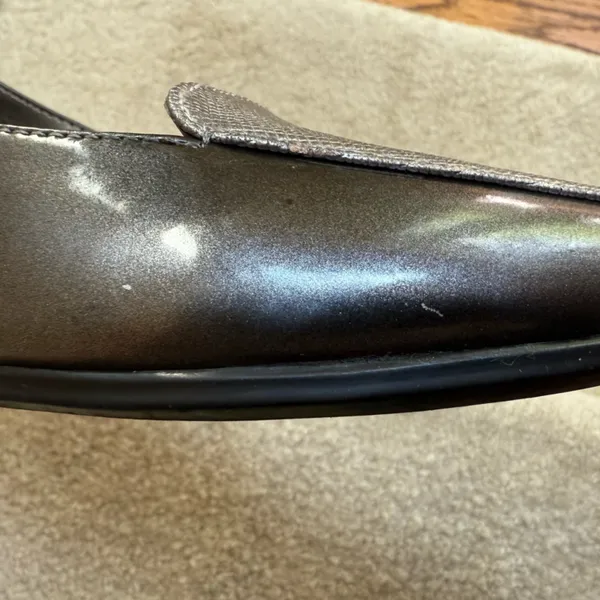 Anne Klein Patent‎ Leather Pointed Toe Shoes Heels Gun Metal Silver Size 8 - Image 8