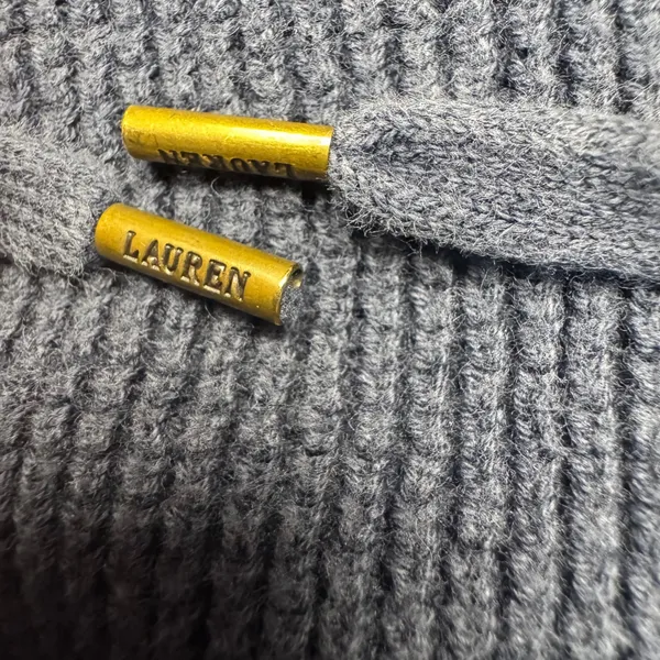 Lauren Ralph Lauren Navy Blue Waffle Knit Sweater Hoodie LRL‎ Logo woMens Large - Image 6