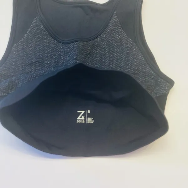 Zella‎ Sports Bra Women Small Black Marled Chevron Seamless Activewear Top - Image 3