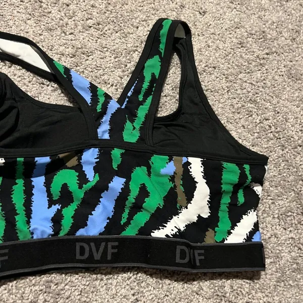 Diane Von‎ Furstenberg Target Disco Zebra Green Racerback Sports Bra L - Image 8