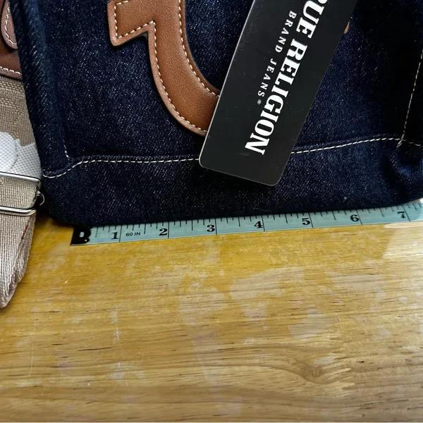 904. True religion Denim and Brown Leather Women's Tote Bag - Image 6