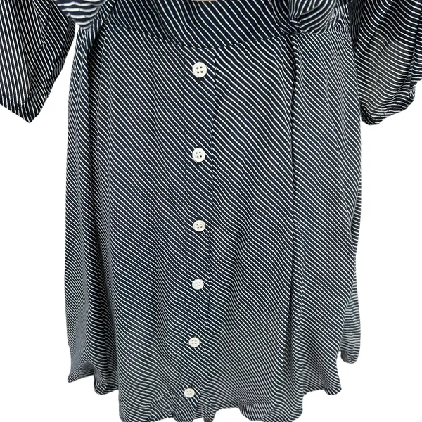 Faithfull the Brand Vinci Tie-Front Dress Cut Out Striped‎ Navy Blue Size US 6 - Image 6