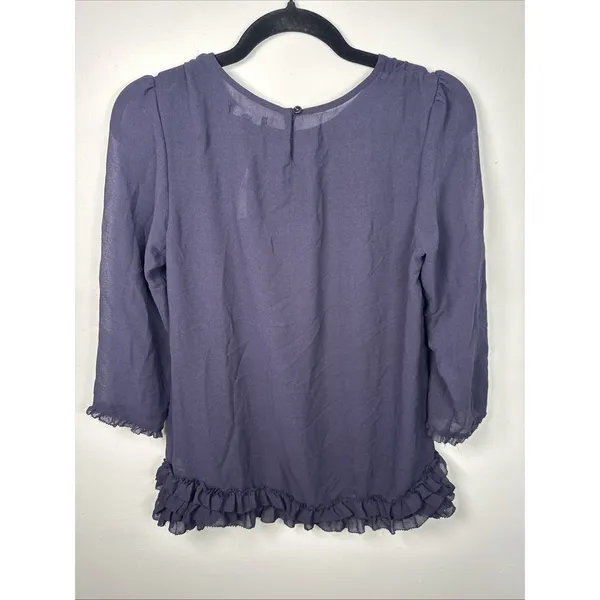 NWT Gap 2009 Top Womens Medium Blue Sheer‎ 3/4 Sleeve Blouse Lightweight - Image 8