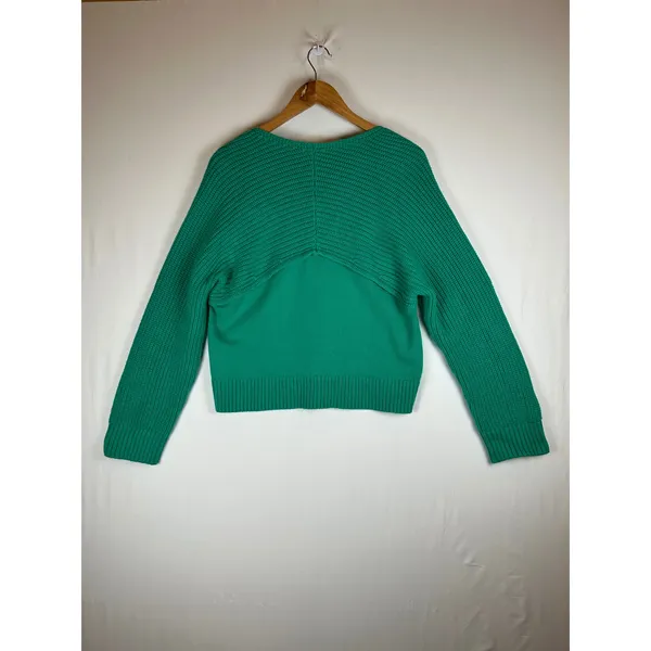 ba&sh Lady Pullover Emerald Green Wool Cotton Layered Knit Sweater US 6 - Image 2
