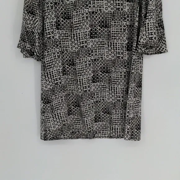 Garnet Hill Bell Sleeve Silk Shift Dress Women’s 10 Black White Geometric Office - Image 4