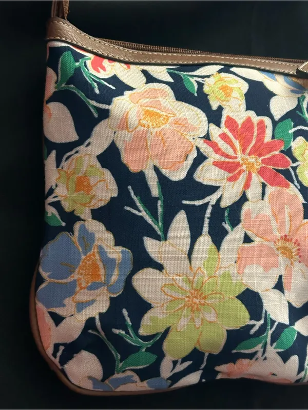 Croft & Barrow Brown Trim Floral Crossbody Shoulder Bag - Image 9