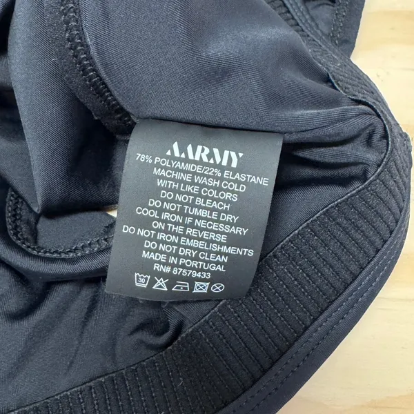 AARMY‎ Black Racerback Sports Bra Medium Logo Activewear Workout Top - Image 7