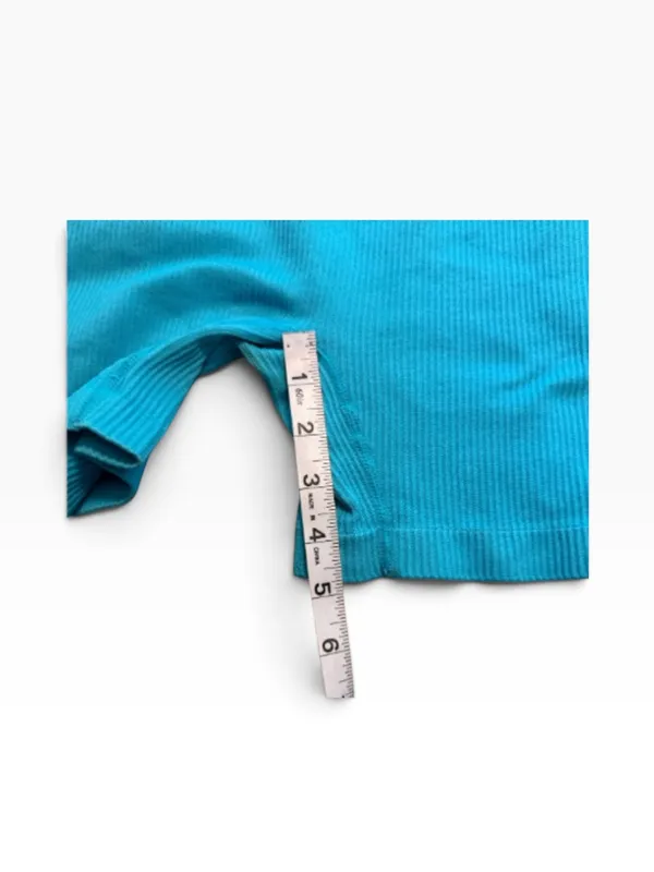 Colsie Women's Ribbed Athletic Bike Shorts in Teal Blue Worn Once - Image 3
