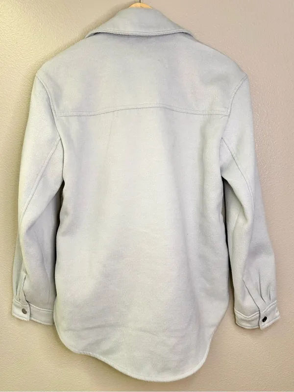 NWT Abercrombie & Fitch Light Blue Super Soft Snap Button Shacket Shirt Jacket - Image 3