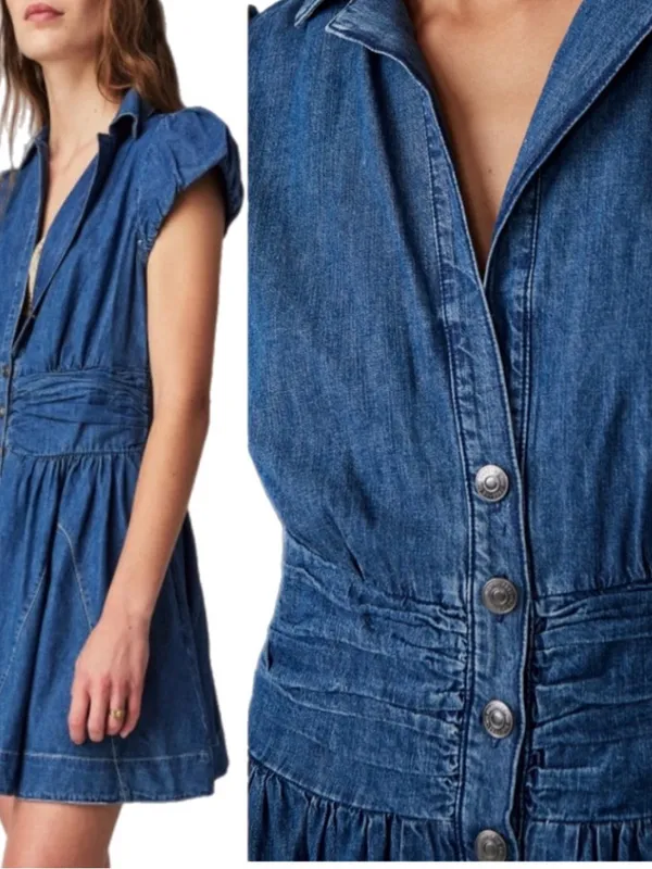 Free People Chester Denim Mini Dress Size Medium - Image 2