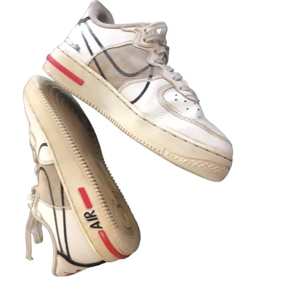 Nike Air Force 1 React White Black Red Sneakers CD6960-100 Sz 6Y D/MS/X Leather - Image 4