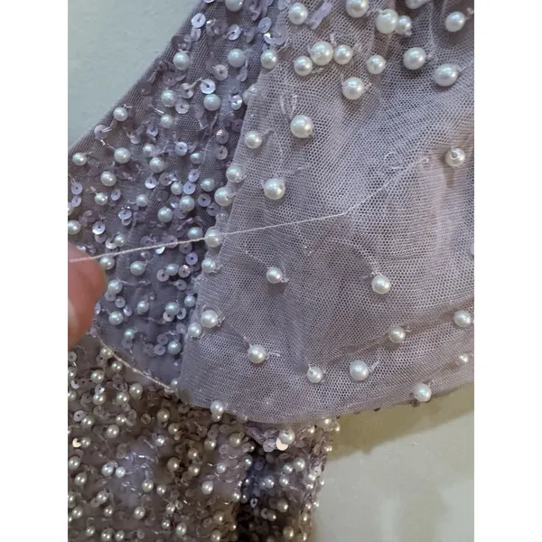 ADRIANNA PAPELL Pink Beaded Mesh Maxi Dress Size 6 Maxi - Image 9