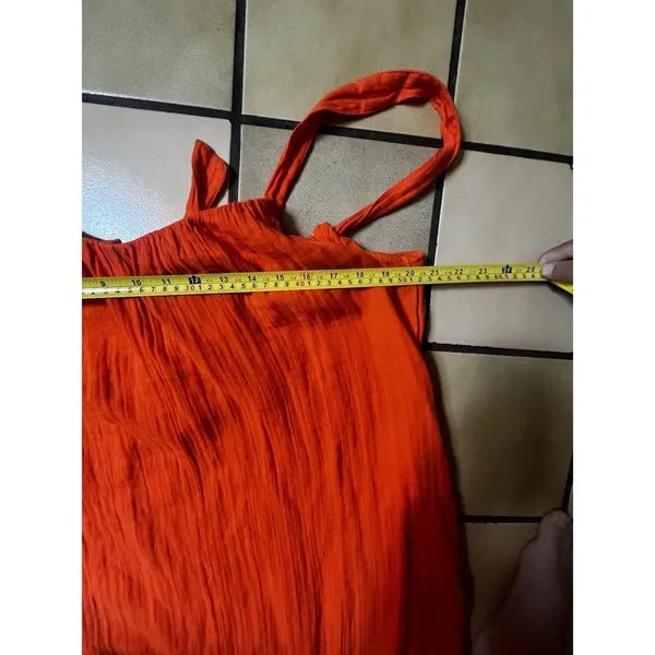 Old Navy halter dress L Orange Flowy Island Trip Cotton Sleeveless Summer Beach - Image 8
