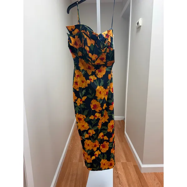 NEW Tuckernuck Hyacinth House Navy Marigold Floral Ruffle Margot Dress Size XXS - Image 4