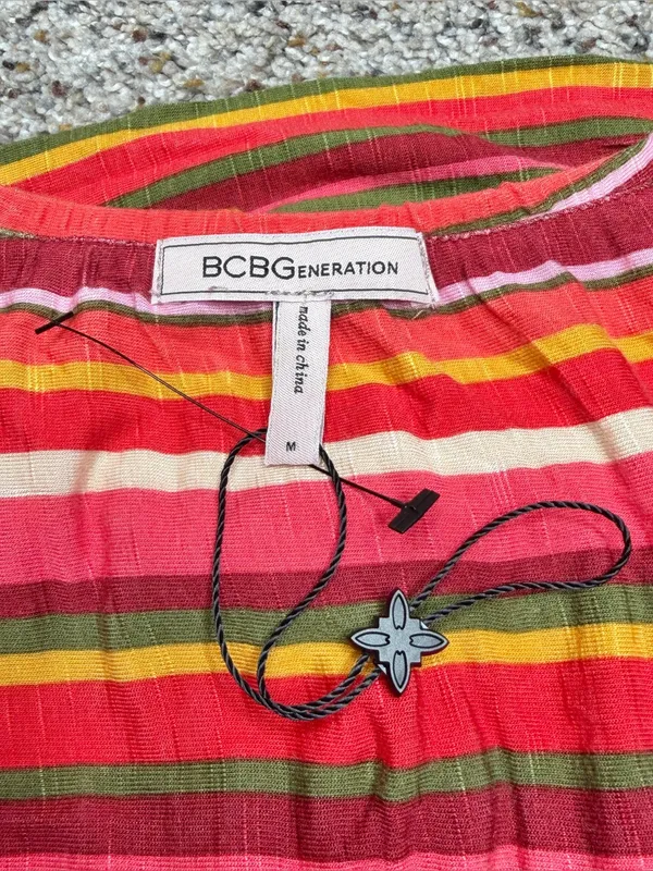 BCBGeneration BCBG Striped Button Up Crop Top Shirt Medium M NWOT Multicolor - Image 5