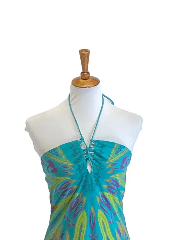 NS!!! Kitty Halter Dress Green Size L Y2K Festival Summer Vacation Lightweight - Image 5
