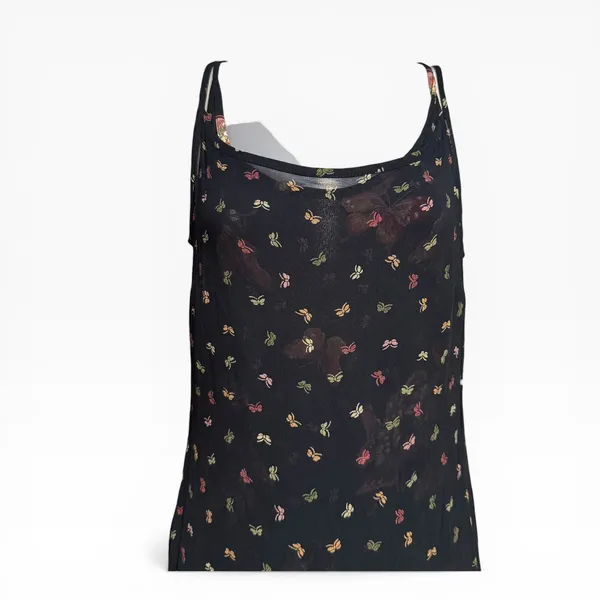 Lori Weidner Evenings Maxi Dress Womens 4 Black Excellent Butterfly Floral 90s‎ - Image 3