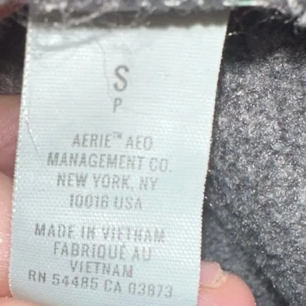 Aerie Gray Turtleneck Sweatshirt Small Oversized‎ Pullover Lounge Top Raw Hem - Image 6