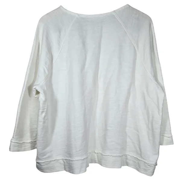 Pure Jill J. Jill White Organic‎ Cotton Raglan Sweatshirt Medium KTP239001 - Image 2