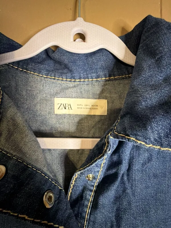Zara Women's Short Sleeve Cropped Denim Polo Shirt - Image 2