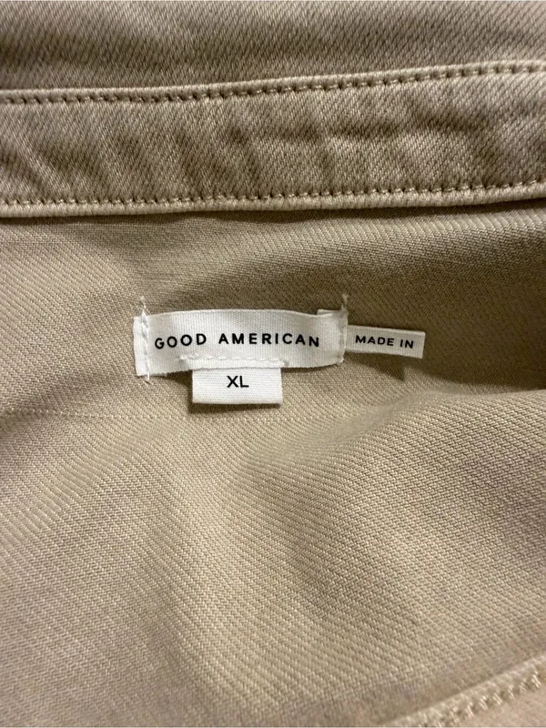 Good American Fit For Success Denim Utility Mini Dress Tan XL - Image 3