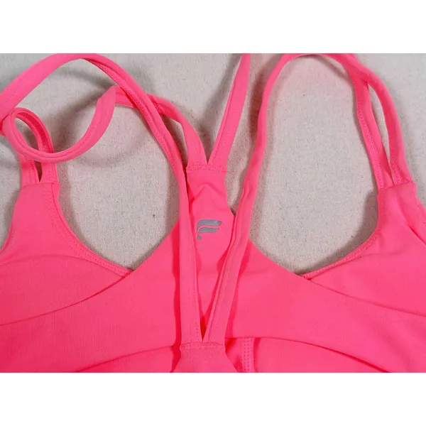 Fabletics 2 pc Workout SET Sports Bra & Biker Shorts XS Hot Pink Gym Athletic - Image 14