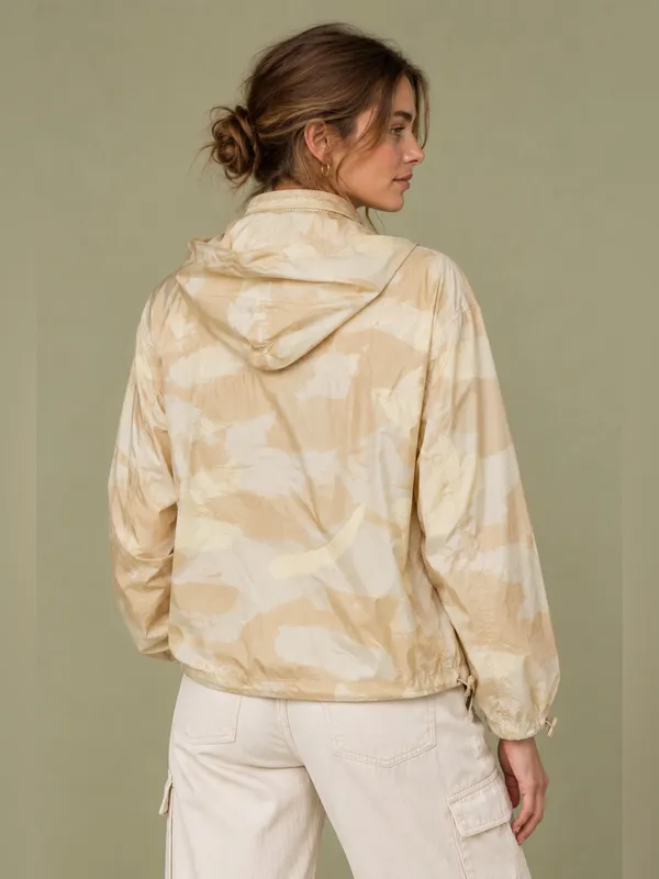 Rag & Bone Beige Camo Hooded Utility Windbreaker Jacket - Image 2