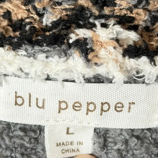 Blu Pepper Women's Southwestern Popcorn Knit Shawl Cardigan Cream Large - Image 3
