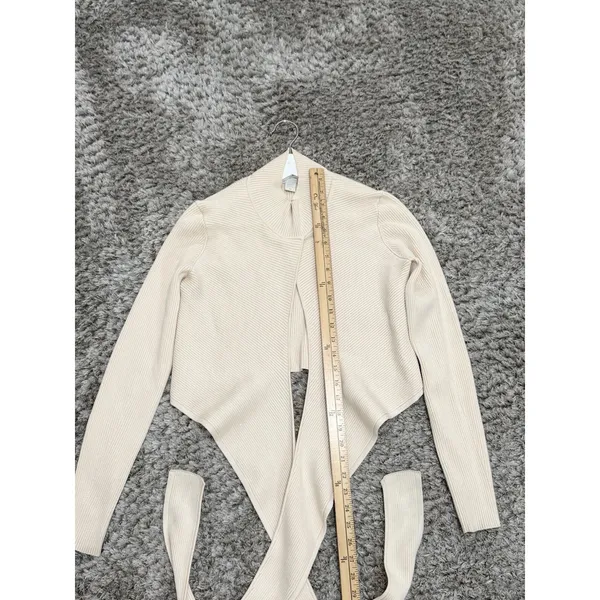Athleta x Alicia Keys Ribbed Tie Front Knit Wrap Top Sweater Cream Womens Size M - Image 9