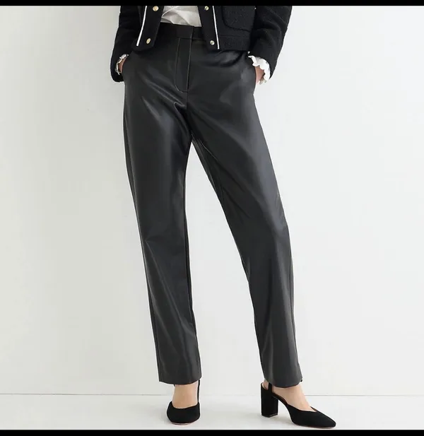 J.Crew Kate Straight Leather Leg Faux Pants 8 - Image 3