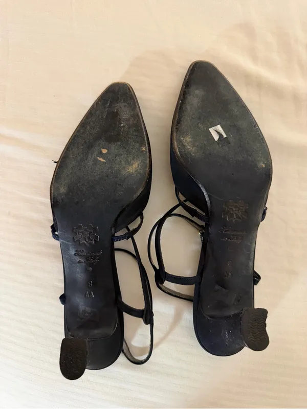 Amalfi Black Beaded Pointed Slingback Heels Size 8 - Image 2