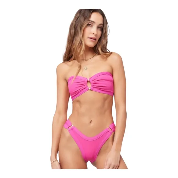 L*Space Anna Bitsy Cut Bougainvillea Pink Ribbed Bikini Bottom Women’s XS NWT - Image 11