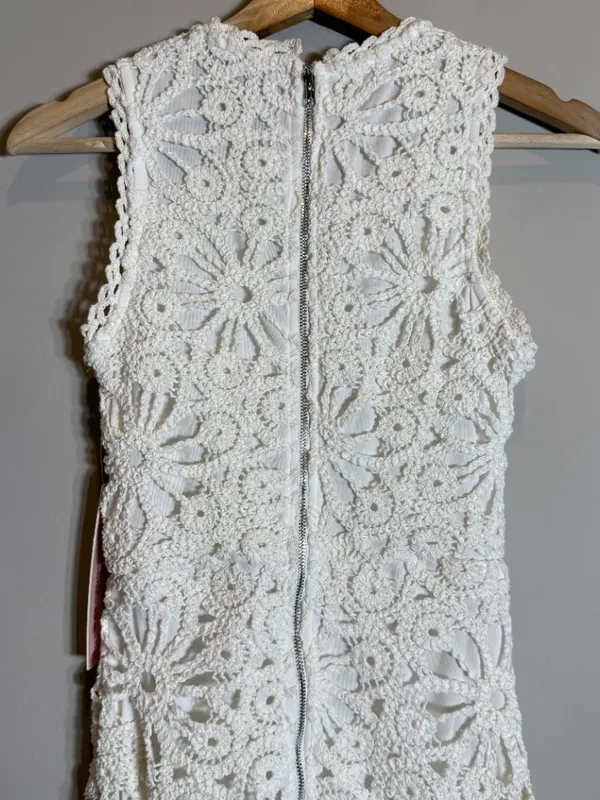 Aqua Crochet Mini Dress Women's XXS White Bridal Bachelorette Cocktail Party NWT - Image 12