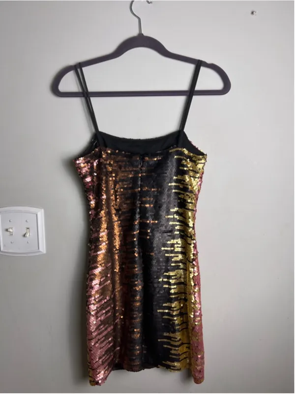 NWT By The Way Sequin Mini Dress Small Pink Gold Black Bodycon Party - Image 6