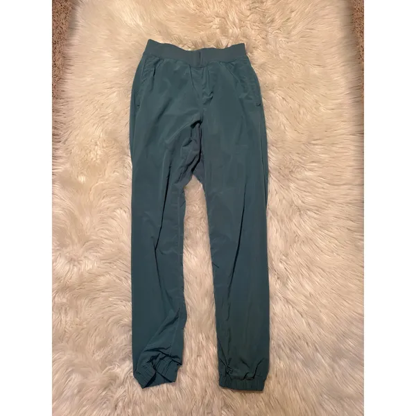 Halara Women's Sz XS High Waist Eyelet 2-in-1 Zip Hem Running Joggers Stone Blue - Image 5