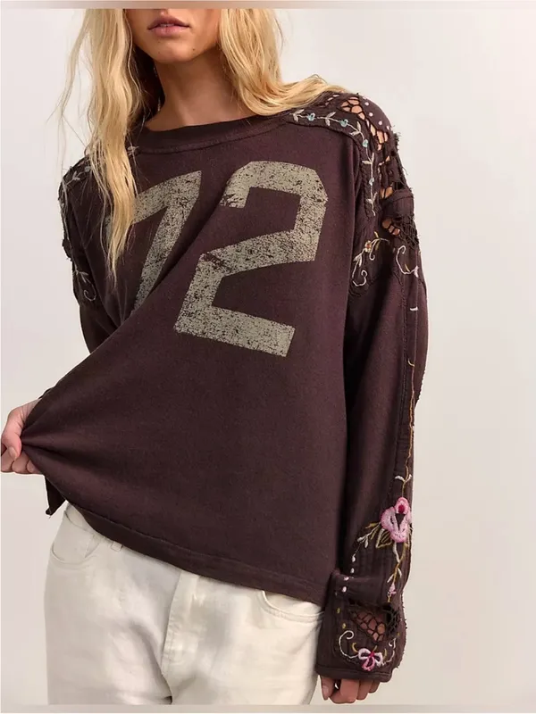 NWT Free People We The Free Lilith Tee - chocolate brown - Medium - Image 3