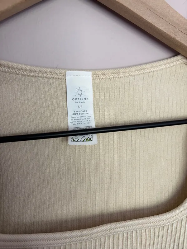 OFFLINE By Aerie Seamless Cable Square Neck Top Small - Image 4