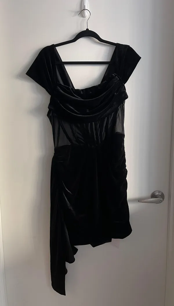 Velvet Ruched Bustier Dress - Image 3